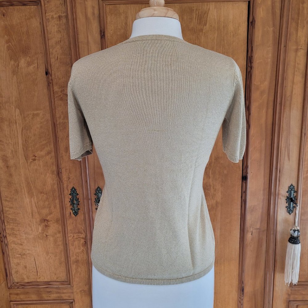 Drapers & Damons. Vintage Short Sleeve, Cowl Neck Gold Metallic Sweater.… - Picture 4 of 8